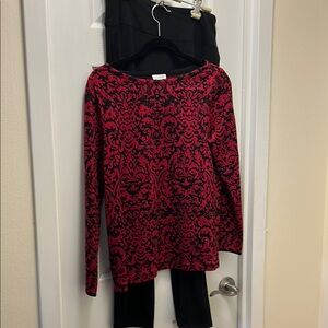 J.Jill Red and Black Knit Top
